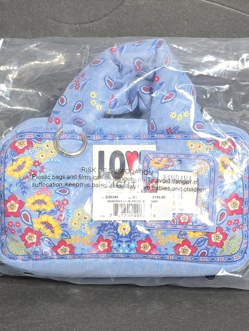 Brighton Bandana Love Crossbody Bag Blue Floral Multi NEW IN BAG W/TAGS - Picture 6 of 7